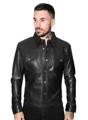 Heren retro leren overhemd jeansjack-Beijing
