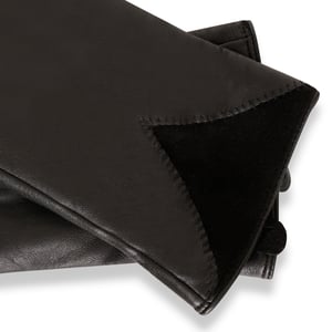 Barneys Originals Black Leather Gloves with Suede Detail