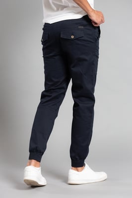 Navy Cotton Cuffed Trouser
