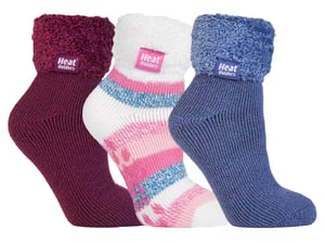 Kvinnliga fluffiga tofflor sängstrumpor med grepp | värmehållare | 3 par multipack | damer varma fleece fodrade halkfria strumpor | vintergåvor till henne - Förpackning 1
