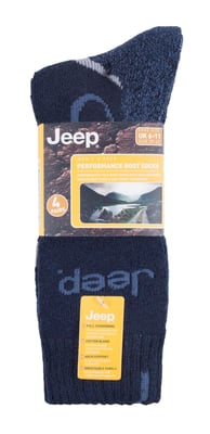 JEEP - 4 Pairs Mens Anti Blister Thick Cushioned Luxury Boot Socks