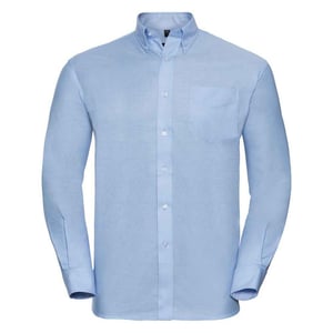 Russell Collection Mens Oxford Long-Sleeved Formal Shirt (Oxford Blue)