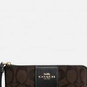 Signature PVC with Leather Stripe Corner Zip Bag