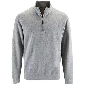 SOLS Mens Stan Contrast Zip Neck Sweatshirt (Grey Marl)