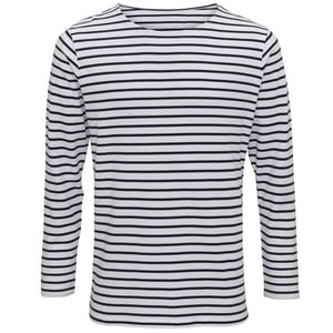 Asquith & Fox Mens Mariniere Coastal Long Sleeve T-Shirt (White/Navy)