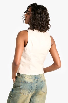 Tall Faux Leather Button Down Waistcoat