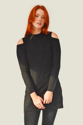 Black Cold Shoulder Knit Top