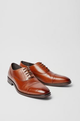 Tan Formal Leather Oxford Toe Cap Shoe
