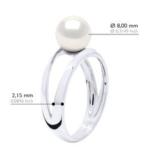 Ring - Wit Goud 375 - Echte Cultiveerde Zoetwaterparel Rond 8-9 mm
