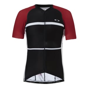 Oakley Korte Mouw Zip Up Zwart Rood Heren Fietst-shirt 434144 465