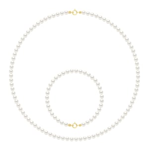 Set Necklace Bracelet is made up of : Necklace of Real Cultured Freshwater Pearls Round 4-5 mm