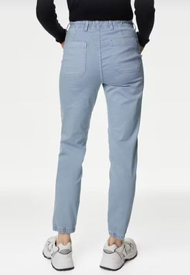 M&S Collection Dames Katoenmix Slim Fit Enkel Grazer Joggers Hemelsblauw