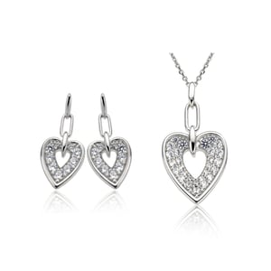 Orphelia Dames 925 Sterling Zilveren Set: Ketting-Hanger + Oorknoppen - Zilver SET-5959