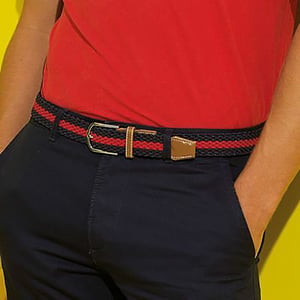 Asquith & Fox Mens Two Colour Stripe Braid Stretch Belt (Navy/Red)