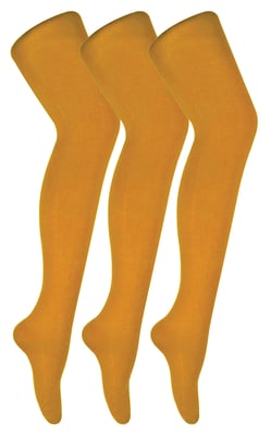 3 par flerpack damfärgade ogenomskinliga 80 denier-strumpbyxor | Sock Snob | Plain Block Colour-strumpbyxor - Senap