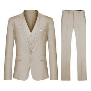 3-delad enknappskostym Beige Kostym