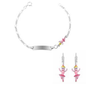 Orphelia 'Oviva' Kinder 925 Sterling Zilveren Set: Armband + Oorbellen - Zilver SET-7137/1