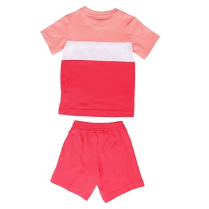 Girl's adidas Baby Colourblock T-Shirt and Shorts Set in Pink white