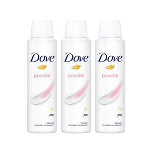Dove Powder Anti-Perspirant with 48H Sweat Protection Deo for Women 150ml, 3pk