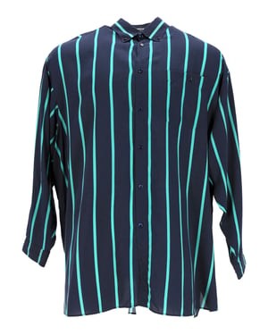 Balenciaga Gestreepte Overhemd in Marineblauwe Polyester
