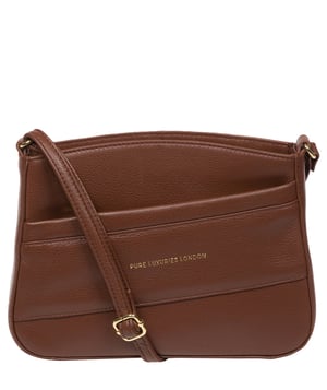 'Helena' Dark Tan Nappa Leather Cross Body Bag