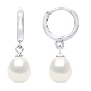 Hanging Earrings Real Cultured Freshwater Pearls Pear 8-9 mm