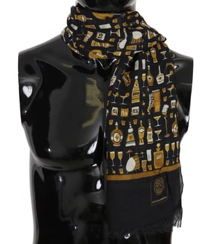 Dolce & Gabbana Blauw Modal Kasjmier Cocktail Print Heren Sjaal