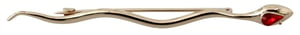 Dolce & Gabbana Gold Brass Snake Röd Kristall Logotypbrosch