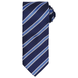 Premier Mens Stripe Waffle Tie (Navy/Royal Blue)