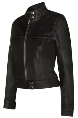 Dames effen leren motorbikerjack-Braga
