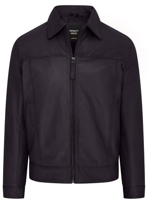 Mens Black Retro Classic Leather Harrington Biker Jacket - Drammen