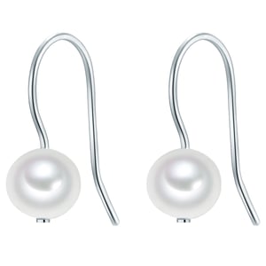 Drop earring sterling silver freshwater cultured pearl white Valero Pearls