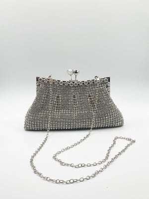Silver Crystal Clutch Bag