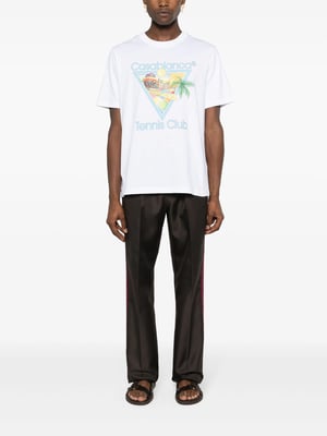 Casablanca Afro Cubism Tennis Club T-shirt med tryck i vitt