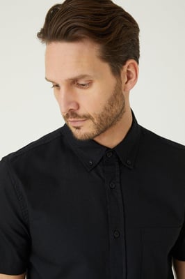 Black Short Sleeve Oxford Shirt