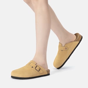 EVER AU Dam Pintail Läder Comfort Clog Sandaler - Camel Mocka