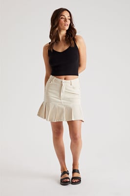 Stone Twill Pleat Skirt