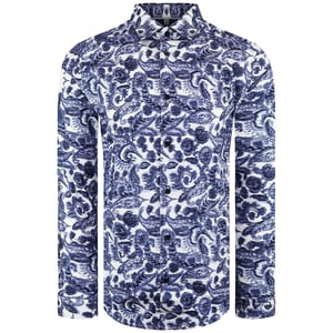Ted Baker Uldale Heren Wit/Blauw Peterselie Overhemd