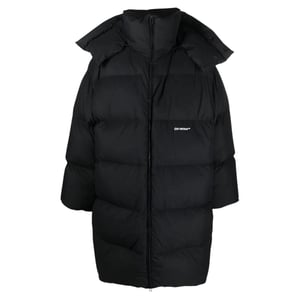 Off-White Bounce Hooded Black Long Puffer Jacket