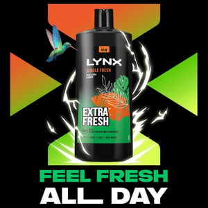 Lynx 3in1 Body, Face & Hair Wash Shower Gel Extra Fresh Jungle Fresh 700ml, 3pk