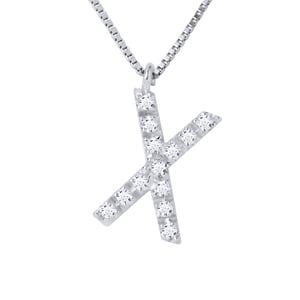 Ketting Diamonds 0.07 Cts alfabet letter "X" witte goud 18 Karaat