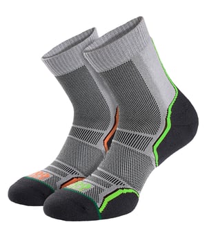 1000 Mile - 2 Pack Mens Trail Single Layer Moisture Wicking Merino Wool Socks - Grey