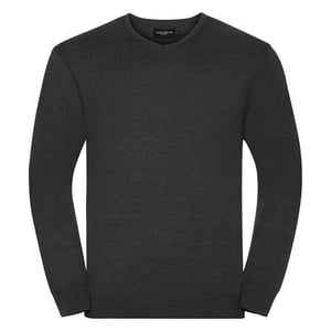 Russell Collection Heren Gebreid V Hals Sweatshirt (Houtskool mergel)