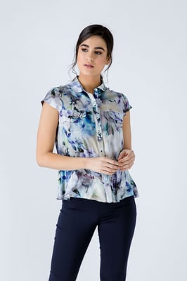 Gebloemd shirt met kapmouw