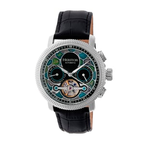Heritor Automatic Aura Men's Semi-Skeleton Leather-Band Watch