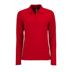 SOLS Dames/dames Perfecte Lange Mouw Pique Polo Shirt (Rood)