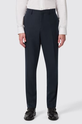Hodge Slim Fit Navy Pinstripe Trousers