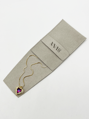 Pink Stone Heart Necklace In a Diamante Setting