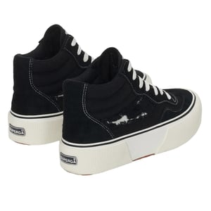 Superga Womens/Ladies 3141 Revolley Swallowtail Ripped Mid Cut Trainers (Black/White Avorio)
