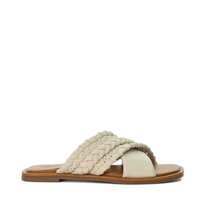 Dune Ladies Leaves - Flat Leather Cross-Over Sandals